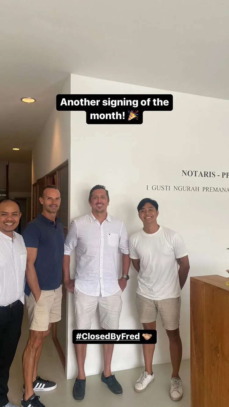 Freddy attending a property signing at a Bali notary office